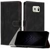 JayModCase Custodia per Samsung Galaxy S6 Edge,Flip Custodia Portafoglio Caso Libro con Magnetica | porta carte di credito | Supporto Stand - Nero