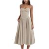 SARAYO Stylish Vintage Corset Dress for Women,Elegant Sleeveless Spaghetti Straps Square Neck Flowy Beach Dresses with Pockets (Apricot, 2XL)