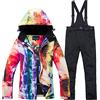 WYOUTDOOR Tuta da Sci da Donna Inverno Giacca E Pantaloni da Sci Colorato Snowboard Completo Giacca E Pantalone con Bretelle Tuta da Sci Impermeabile con Cappuccio Giacca Tuta da Neve,Nero,M