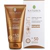 Nature's - iSolari, Crema Solare SPF 50, Protezione Solare Viso e Corpo, Crema Idratante e Nutriente, Resistente all'Acqua, Travel Size 75ml