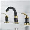 VFfotO Rubinetto per lavabo da bagno a 3 fori con doppia maniglia per acqua calda e fredda, bianco e oro (nero)