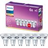 Philips LED, Faretto, 6 pz, equivalente a 50W, attacco GU10, Luce Bianca Calda