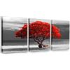 hyidecorart Quadri Moderni Soggiorno, 3 Pezzi Quadro Natura Albero Rosso Stampe Quadro Su Tela, Decorazioni Camera Da Letto Bagno Cucina Ufficio Sala Da Pranzo Bar