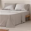 GAMUSI Set di lenzuola per letto da 200 x 190/200, 100% cotone, 4 pezzi, traspirante, morbido, colore grigio chiaro