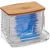 Relaxdays Porta Cotton Fioc, in Acrilico, Piccolo Dispenser da Bagno per Dischetti di Cotone, M, Trasparente/naturale