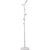 DRW Appendiabiti da pavimento con 6 pomelli in metallo e legno con base in marmo bianco e naturale, 34 x 34 x 172 cm