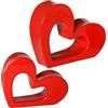 DONREGALOWEB Set di 2 statuette di cuori in ceramica di colore rosso