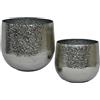 DRW Set di 2 vasi rotondi in ottone in argento 25 x 22 e 30 x 27 cm