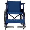 TERMIGEA Carrozzina disabili pieghevole e leggera-Sedia a Rotelle per anziani-In acciaio cromato blu-Auto spinta-Larghezza 63 cm-Leva per gradini-Peso max100kg