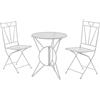 VESTIAMO CASA GIARDINO - Set giardino Bistrot tavolo rotondo 60 cm e 2 sedie in metallo Bianco