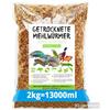 Meerbach & Rose Vermi secchi, 2 kg (equivalente a 13 litri), vermi secchi, spuntino ricco di proteine per uccelli selvatici, pesci, rettili e roditori