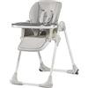 kk Kinderkraft Kinderkraft Seggiolone Pappa YUMMY, Regolabile, Pieghevole, Ripiano Smontabile, per Bambini da 6 Mesi fino a 3 Anni, Grigio