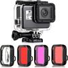 GEPULY Custodia impermeabile con filtri subacquei per fotocamere GoPro Hero 5, 6, 7, Black Hero (2018), 45 m, con filtri per close-up rosso/snorkel/magenta/5X HD