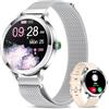 niolina Smartwatch Donna Chiamate Bluetooth 5.2, 1.106 AMOLED Piccolo Orologio Smart Watch con 100+ Modalità Sport, 24 Ore Cardiofrequenzimetro SpO2 Sonno Fitness Trackert per iOS Android, Argento