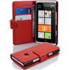 Cadorabo Custodia per Nokia Lumia 900 in Inferno rosso con scomparto per carte di credito in finta pelle a forma di libro, colore rosso