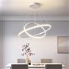 Chao Zan Lampada a Sospensione a LED, 2 Anelli Sospesi Lampadario Cerchi dal Design Moderno, per Soggiorno Sala da Cucina Stanza degli Ospiti (Bianco)