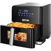 YASHE Friggitrice ad Aria Calda con Experience Window, 7,5Litri Air Fryer, Friggitrice Senza Olio con 8 Modalità Preimpostate, Pannello Touch a LED, Timer, Controllo Della Temperatura, 1700W