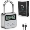 mizikuu Smart Time Lock, Lucchetto Smart con LCD Display Blocco tempo massimo 99 ore Timer Temporaneo Ricaricabile USB Lucchetto Digitale per Studio, Lavoro,Palestra, Bianco