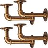 BEJOY 4 pezzi di staffe per scaffali pesanti, staffa per tubi industriale da 17 cm, staffa per mensole a parete in ferro bronzo vintage, staffa per scaffali in stile rustico, bronzo