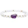 COAI Bracciale Pietre Naturali da Donna, Bracciale Perline da Donna con Pietra di Luna e Ametista Grezza, Idee Regalo per Lei S