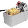 CROSSON Friggitrice Elettrica Professionale 4L 2000W Friggitrice a Olio Elettrica con Cestello e Coperchio,Riscaldamento Rapido,per Cucina Hotel Ristorante，serbatoio singolo da 4L