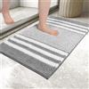 Biscpro Tappeto da bagno extra morbido e assorbente, soffice in ciniglia, antiscivolo, a pelo lungo, lavabile in lavatrice (grigio, 50 x 80 cm)