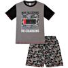 thepyjamafactory Pigiama corto in cotone per ragazzo Not Sleeping Just Recharging Grigio Rosso, Grigio e rosso., 11-12 Anni