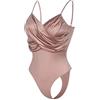 RoomTour Body da donna in raso Bodysuits senza maniche profondo scollo a V Shapewear donna Jumpsuit con spalline sottili 1-Rosa L
