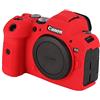 FIRST2SAVVV Custodia in silicone per Canon EOS R6 con design texture antiscivolo (rosso)