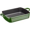 Navaris Casseruola Ghisa Smaltata - Teglia Forno Rettangolare 42x25,7x7,5cm - Pentola Cucina Professionale - Rostiera Grill - Pirofila Smaltata Verde
