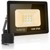 toobettp Faretto LED 10W, Faretti LED da Esterno 1000LM 3500K Bianco Caldo, Fari Led da Esterno Impermeabile IP66 per Giardino Cortile Garage Pareti