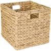 HMF Cestino portaoggetti da scaffale compatibile con Kallax, cestino intrecciato in giacinto d'acqua con manici, inserto per scaffali a cubi | 32 x 34,5 x 32 cm | Naturale