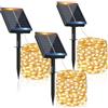 FIFlying Luci Solari Esterno【3 Pacchi】12+2M 120LED Luci Solari da Giardino IP65 Impermeabili Bianco Caldo 8 Modalità, Catena Luc Solar Esterno Decorative Giardino Albero Patio Terrazze Festival Matrimoni