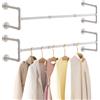 IBUYKE 127cm Barra Appendiabiti da Parete, Set di 2, Metallo Barra Appendiabiti per Tubo Industriale, Asta Appendiabiti da Muro Staccabile Per Appendere Gli Abiti per Camere da Letto, Bianco TYJ002W-2