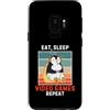 Vintage Penguin Eat, Sleep Video Games R Custodia per Galaxy S9 Penguin Eat, Sleep Videogiochi Ripetere Vintage Videogiochi