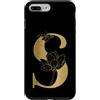 Gold Floral Initial Letters on Solid Bla Custodia per iPhone 7 Plus/8 Plus Initial S Lettera Floreale Rosa 0n Nero Opaco Sfondo Grip