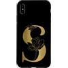 Gold Floral Initial Letters on Solid Bla Custodia per iPhone XS Max Initial S Lettera Floreale Rosa 0n Nero Opaco Sfondo Grip