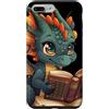 dragon.creations Custodia per iPhone 7 Plus/8 Plus carino anime grigio bambino drago sorridente lettura libro biblioteca
