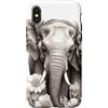 cutesy creation co. Custodia per iPhone X/XS elefante nero e grigio con fiori ritratto safari arte