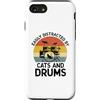 Drumming Gift For A Drummer Drum Custodia per iPhone SE (2020) / 7 / 8 Facilmente distratto da gatti e tamburi, batteristi, batteristi