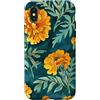 Marigold Summer Flowers Art Pattern Coll Custodia per iPhone X/XS Tagetes Calendule Fiore Motivo Floreale Arte Originale