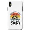 Drumming Gift For A Drummer Drum Custodia per iPhone X/XS Facilmente distratto da gatti e tamburi, batteristi, batteristi