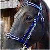 FHXYZ Briglie da cavallo a grandezza naturale - Redini equestri in pelle - con morbida fibbia imbottita e singola guancia per accessori per cavalli, attrezzatura da corsa - misura regolabile (blu)