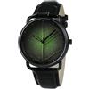 Holzwerk Germany® Orologio da uomo unisex naturale orologio analogico al quarzo nero verde con quadrante foglia, verde