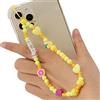 URFEDA Cordino con perline per cellulare Charms cellulari Cinturino da Polso Smartphone con faccine amore Lettera Fiore Ciondolo Braccialetto Antiscivolo per Auto Gioielli teleIl colore è la consegna casuale