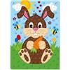 Ursus 8770029F 8770029F-Quadro a Mosaico, Coniglietto, Circa 23 x 16 cm, Set con Motivo prestampato, Supporto, 384 Adesivi in gommapiuma in 6 Colori e 15 Gemme, Multicolore, Medio
