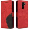 KKEIKO Cover Compatibile con Xiaomi Redmi Note 8 Pro, Antiurto Custodia in PU Pelle, Magnetico Protettiva Cover a Libro per Xiaomi Redmi Note 8 Pro, Rosso