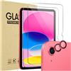 ProCase 2 Pezzi Pellicola iPad A16 11 Generazione 11 Pollici 2025/iPad 10 Generazione 10,9 Pollici 2022 con 2 Pezzi Protezione Obiettivo Fotocamera Abbinata ai Colori -Rosa
