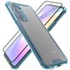 HHUIWIND Cover per Samsung Galaxy A54 5G Custodia con 9D Pellicola Vetro Temperato,Antiurto Rigida PC + Morbido Silicone tpu Bumper Case - Blu