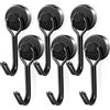 swihorab Magnethaken Extra Stark Ganci magnetici extra resistenti, 6 pezzi Ganci magnetici al neodimio da 16 mm, ganci in metallo per cucina, nero Magnete